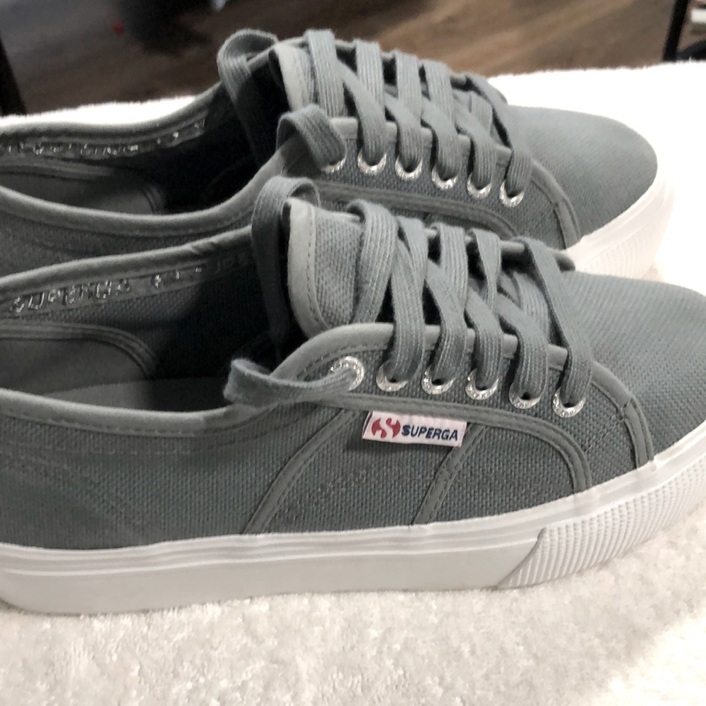 Superga Low-Top Canvas Sneakers in Gray with White Sole